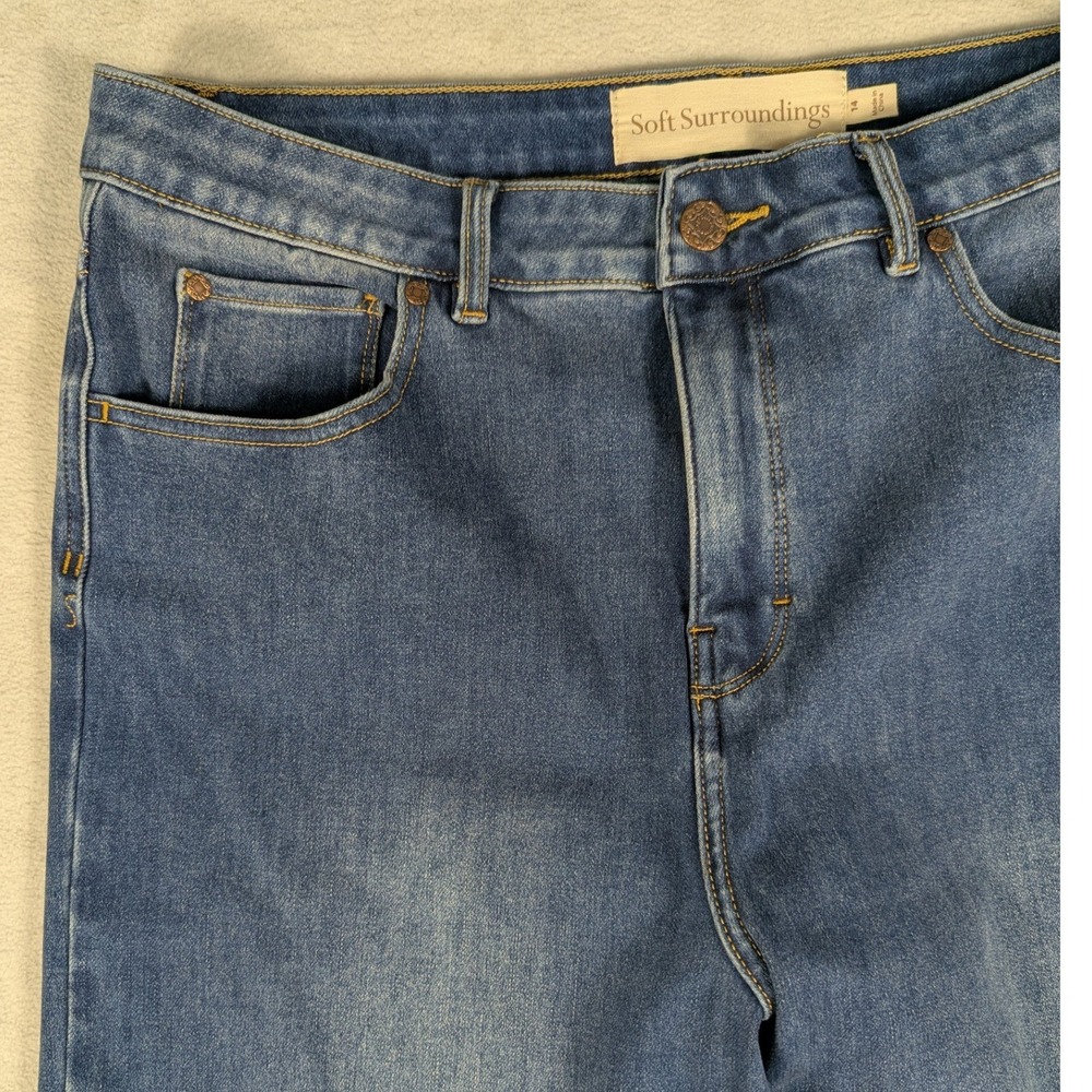 Soft Surroundings Women Blue Wide Leg Denim Culottes Jeans 14 2GF54 Medium Wash